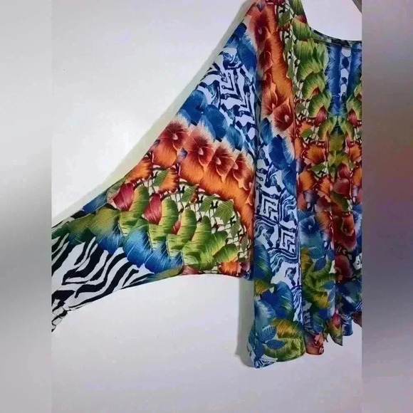 Alberto Makali Kimono Tropical Floral Top Tie Front - Picture 4 of 10